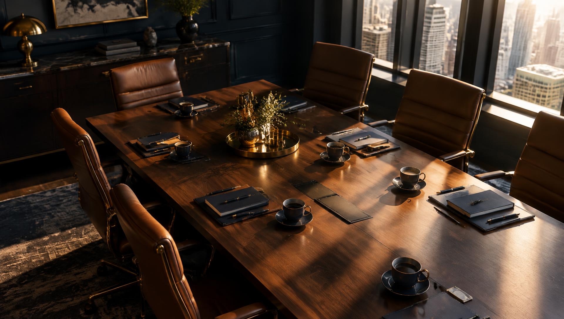 Boardroom set for a Vistage peer advisory meeting